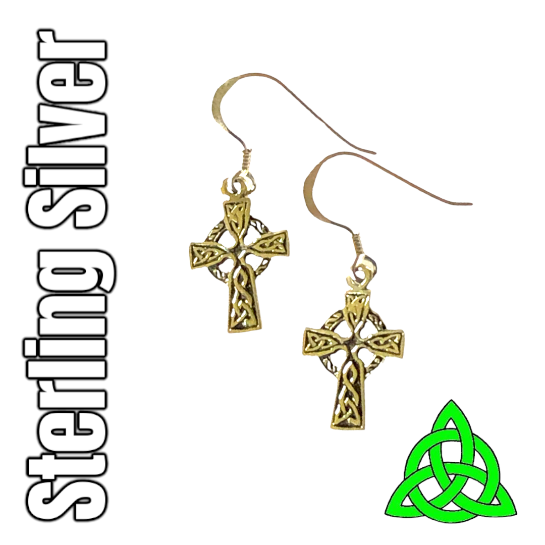 AeraVida Iconic Quaternary Celtic Cross .925 Sterling Silver Dangle  Earrings | Celtic Cross Dangle Earrings | Cross Sterling Silver Earrings  for Women