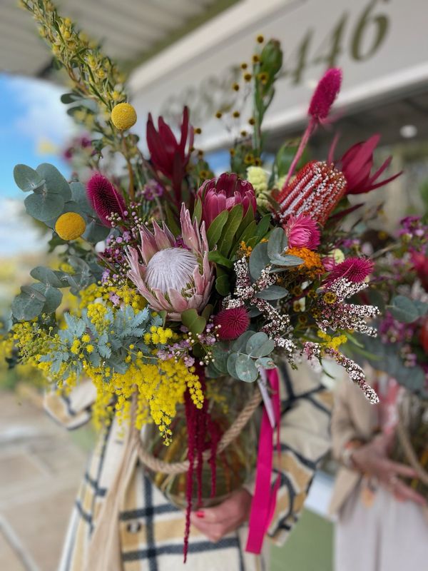 Florist Choice - Glassware Vase of Native Flowers and Foliages
