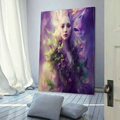 Canvas Painting Single Vertical 2:3 Hanging Picture #LeveLpLus​ Dryad Herbs Elf