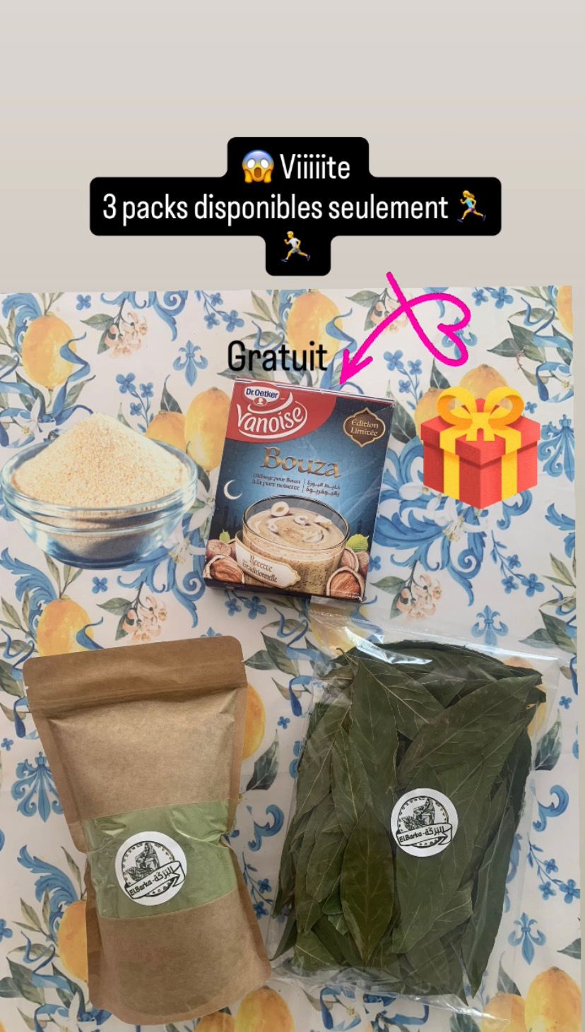 Pack mloukhia Mouled 💚💚 cadeau 🎁 Bouza noisettes 🌰