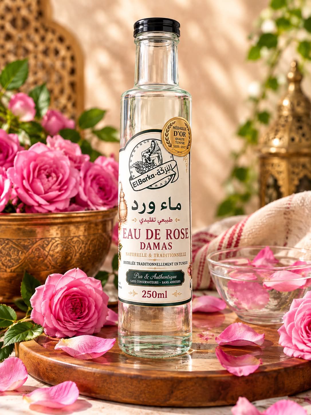 Eau florale naturelle de rose Pure de Nabeul -Qualité premuim- 250ml-ماء الورد الطبيعي