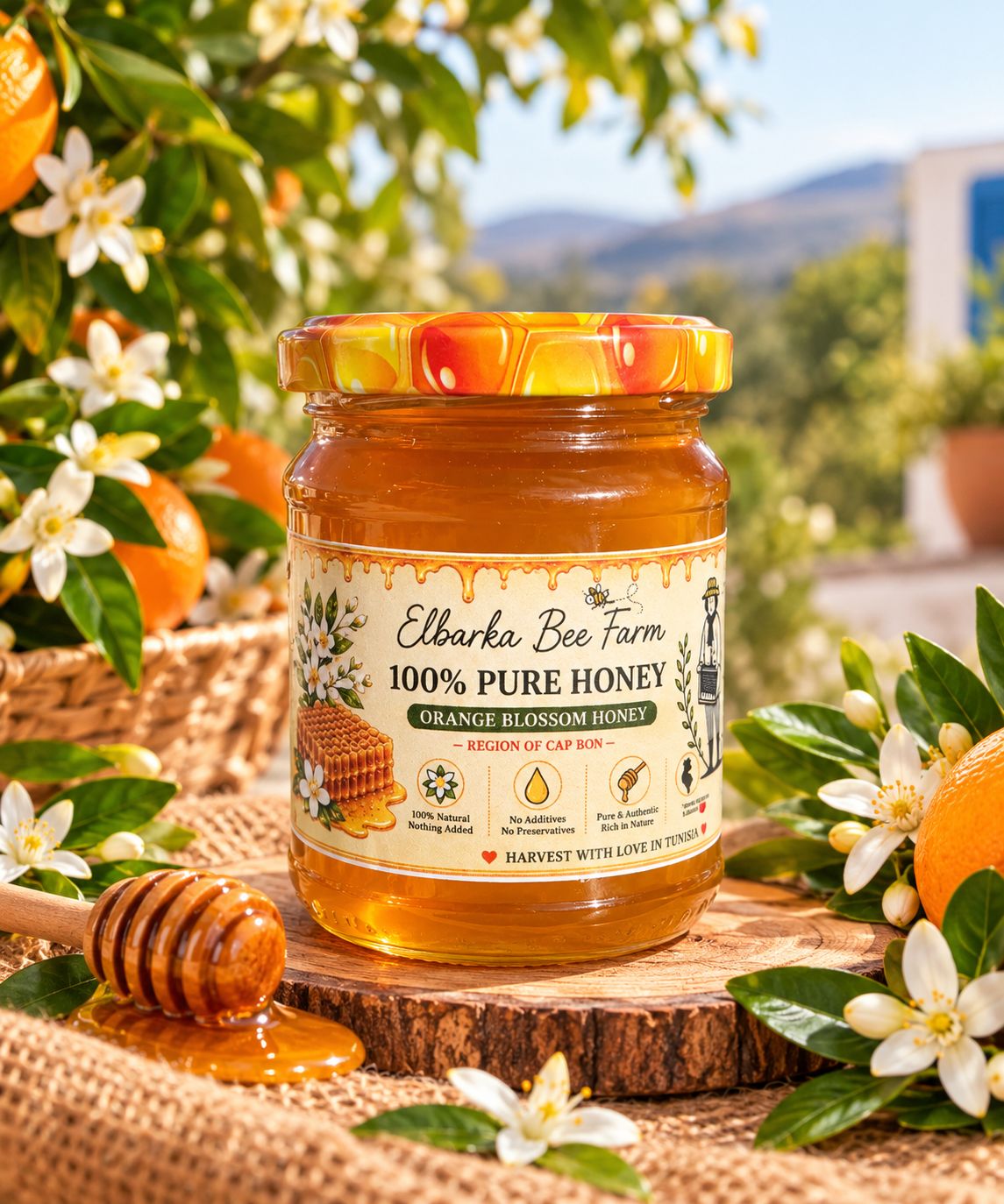 MIEL DE FLEUR D’ORANGER DE TUNISIE PUR - عسل البرتقال الطبيعي الحر BIO ARTISANAL 100% Naturel -250g