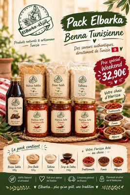 🌿 PACK ELBARKA weekend 18/19/20 Septembre– BENNA TUNISIENNE 🌿 PACK ELBARKA weekend 18/19/20 Septembre– BENNA TUNISIENNE