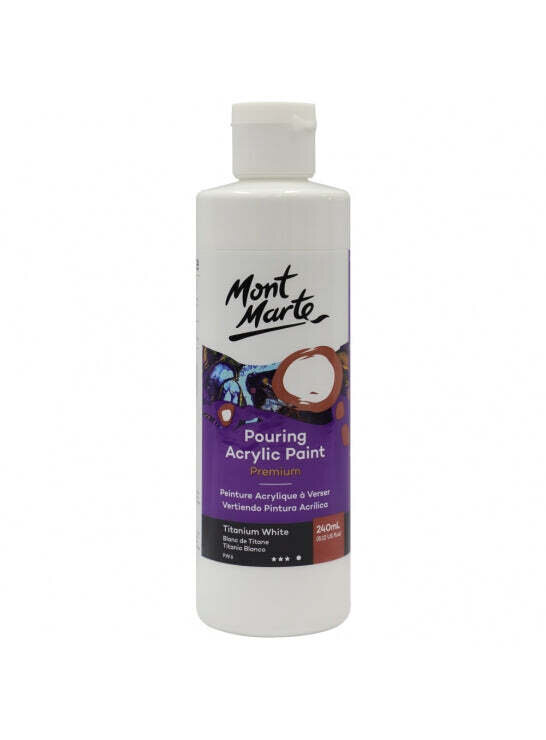 Mont Marte-Pouring Acrylic Paint 240ml Titanium White-PMPP0001