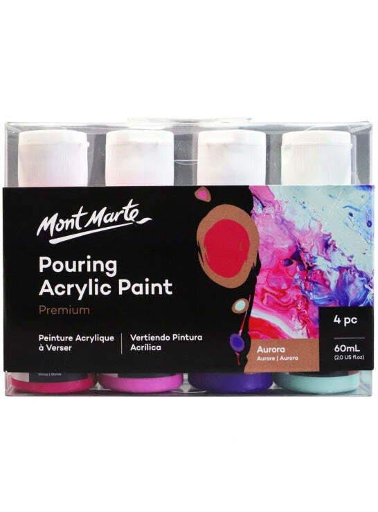 Mont Marte-Pouring Acrylic Paint 4x60ml Aurora-PMPP4207