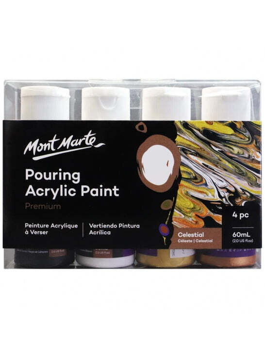Mont Marte-Pouring Acrylic Paint 4x60ml Celestial-PMPP4206