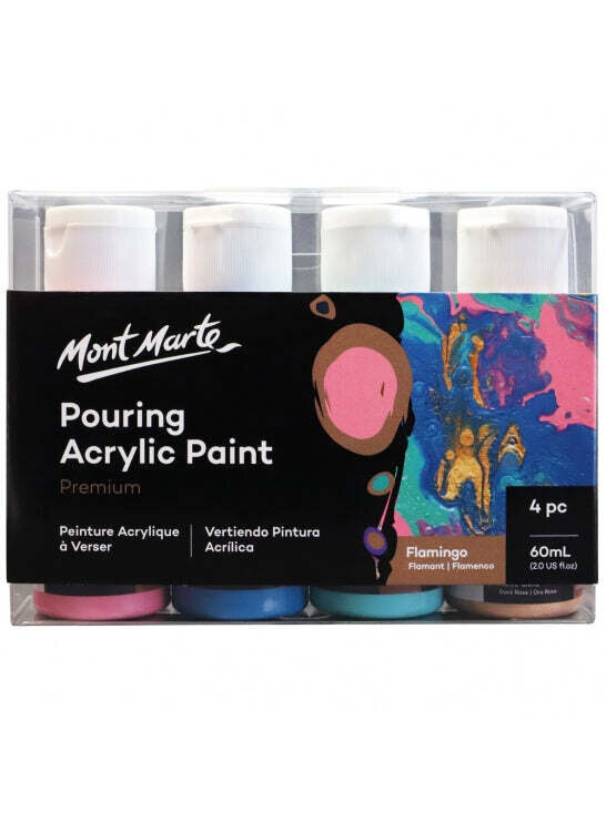 Mont Marte-Pouring Acrylic Paint 4x60ml Flamingo-PMPP4204