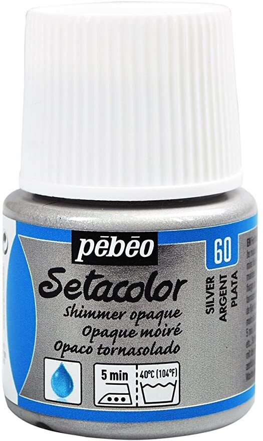 Pebeo-Seta (Fabric Color) Opaque 45ml Shimmer Silver-295060
