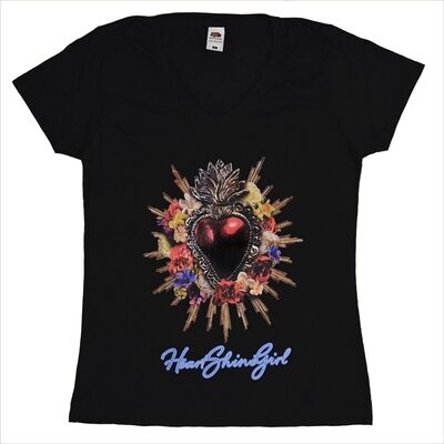 Rundhals Damen Shirt mit Motiv "Heart Shine Girl" / Richard Bargel