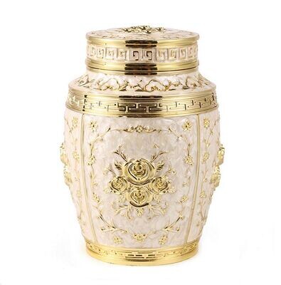 Verzierte Urne in den Farben weiß/gold 1200ml Verzierte Urne in den Farben weiß/gold 1200ml