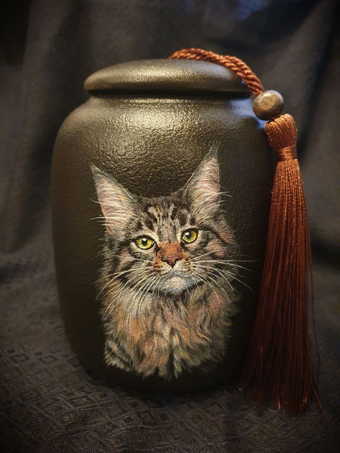 Keramik Urne schwarz 600ml mit Portrait