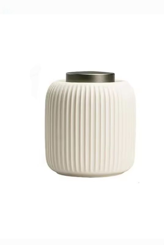 Keramik Urne Vintage-Riffel weiß  1200ml