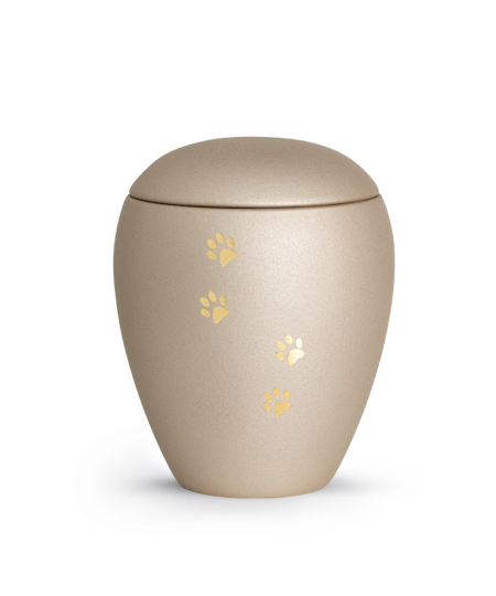 Keramikurne Verona samt "goldene Pfötchen" 500ml