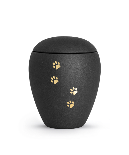 Keramikurne Verona samt "goldene Pfötchen"