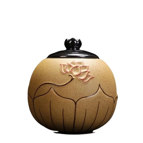 Keramik Urne beige mit Ornamente 200ml