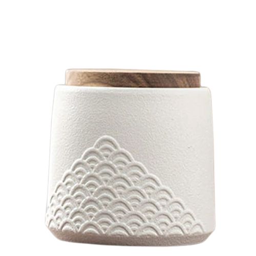 Keramik Urne weiß mit Muster 500ml