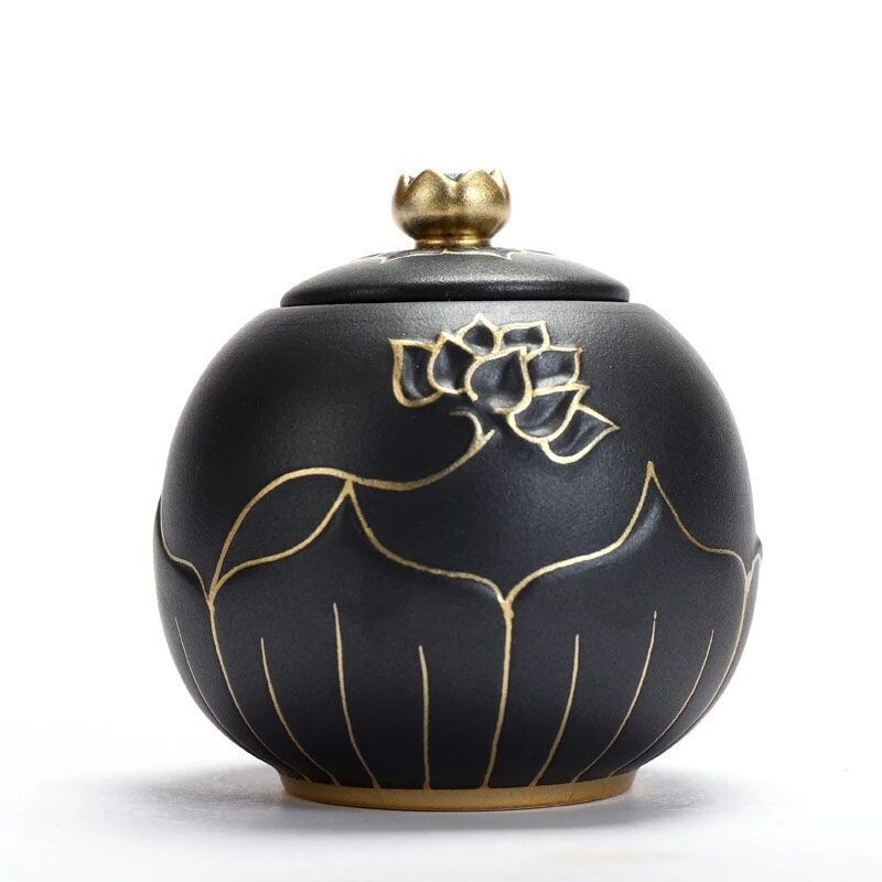 Keramik Urne goldene Ornamente 200ml