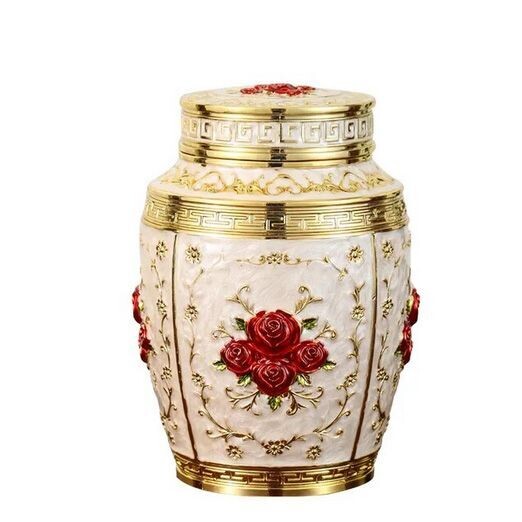 Verzierte Urne in den Farben gold/rot 1200ml