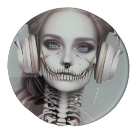 Skeleton Lady with headphones