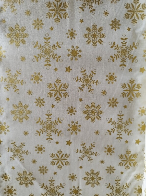 Tecido Natal Bege c/ estrela dourada;