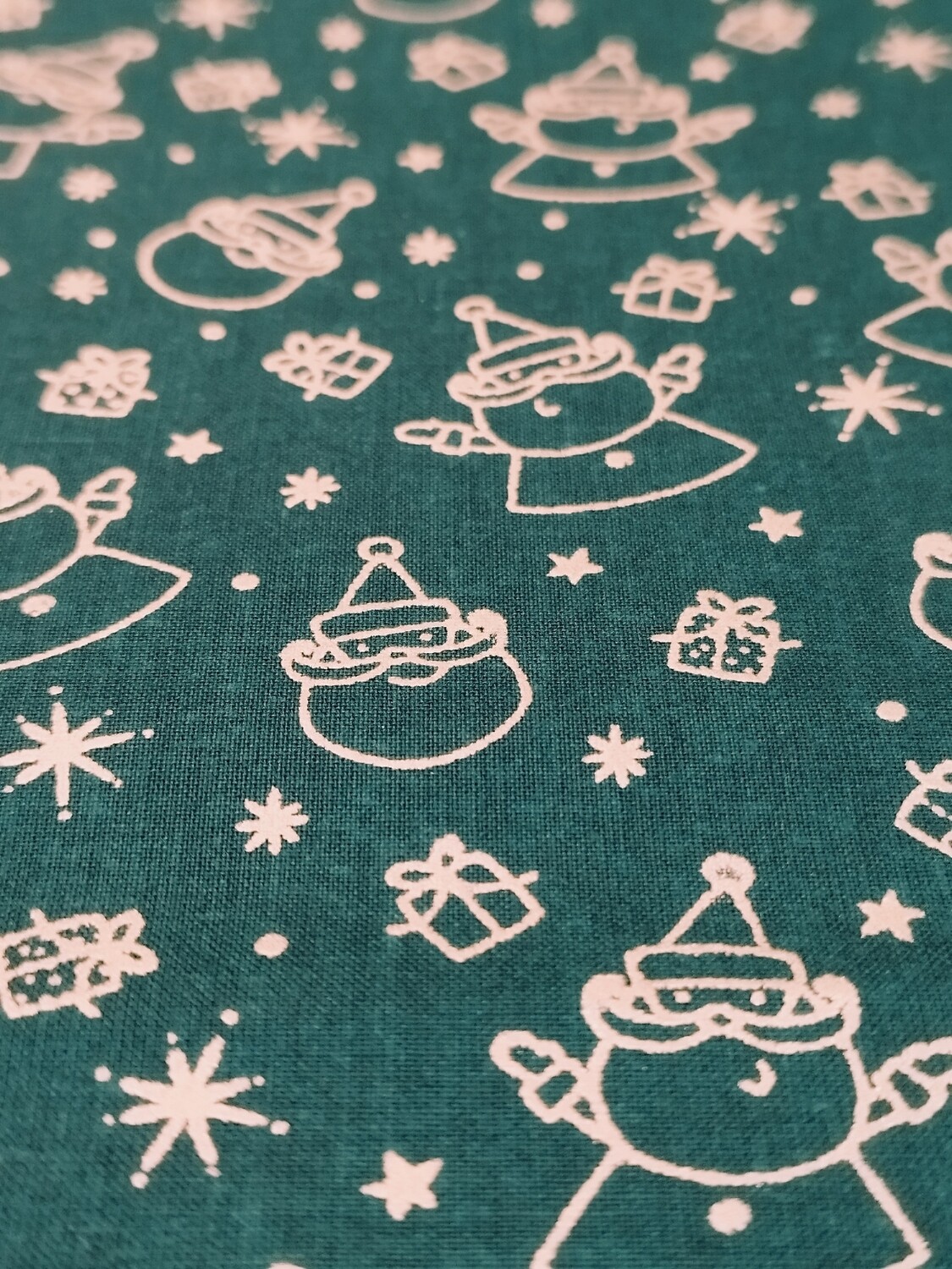 Tecido Natal verde c/ dourado;