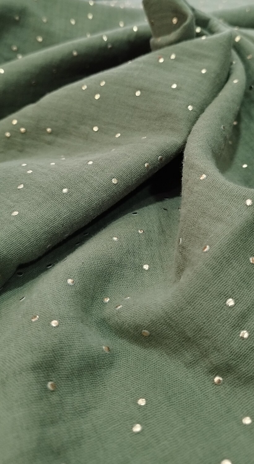 Musseline verde com pinta dourada
