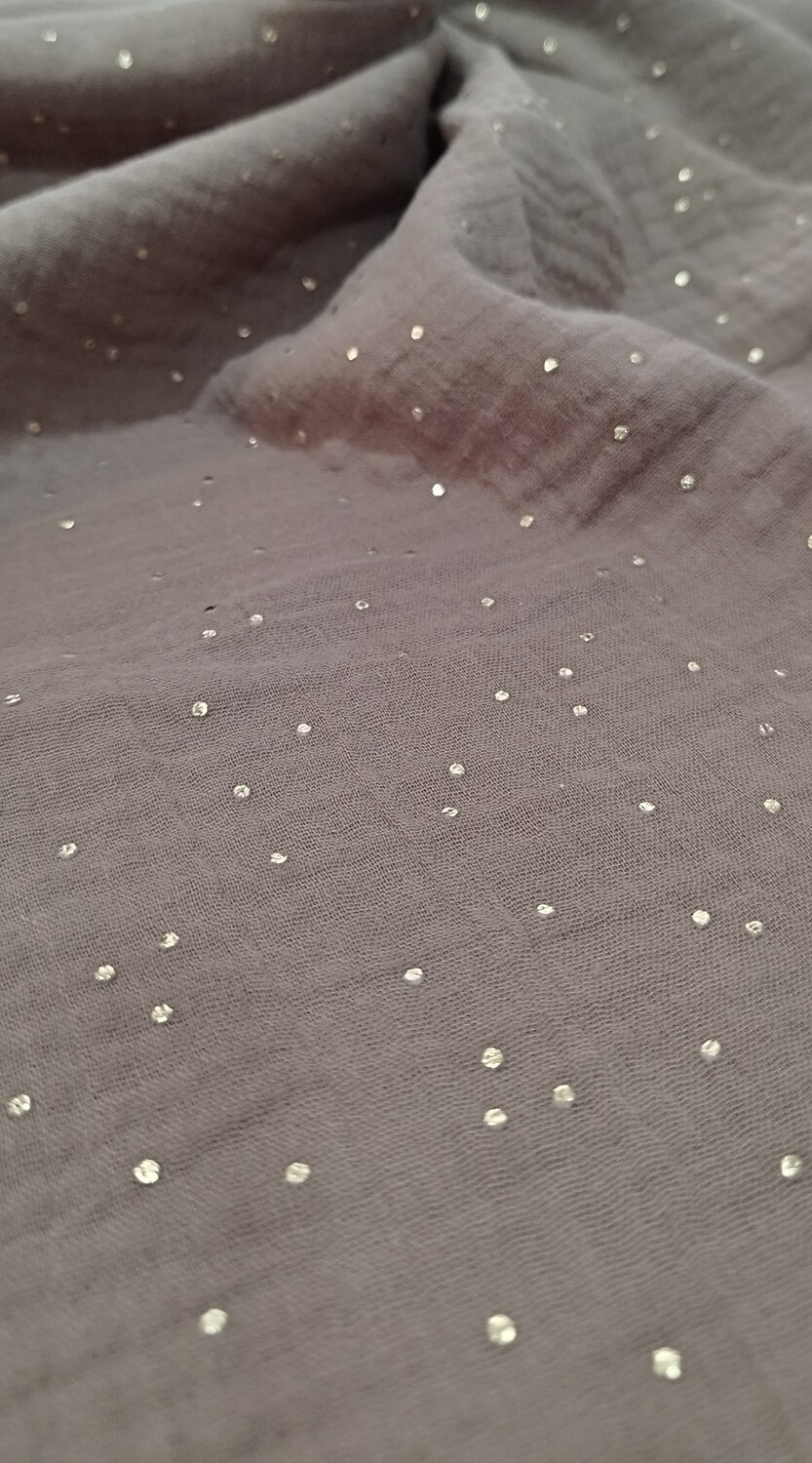 Musseline castanho com pinta dourada