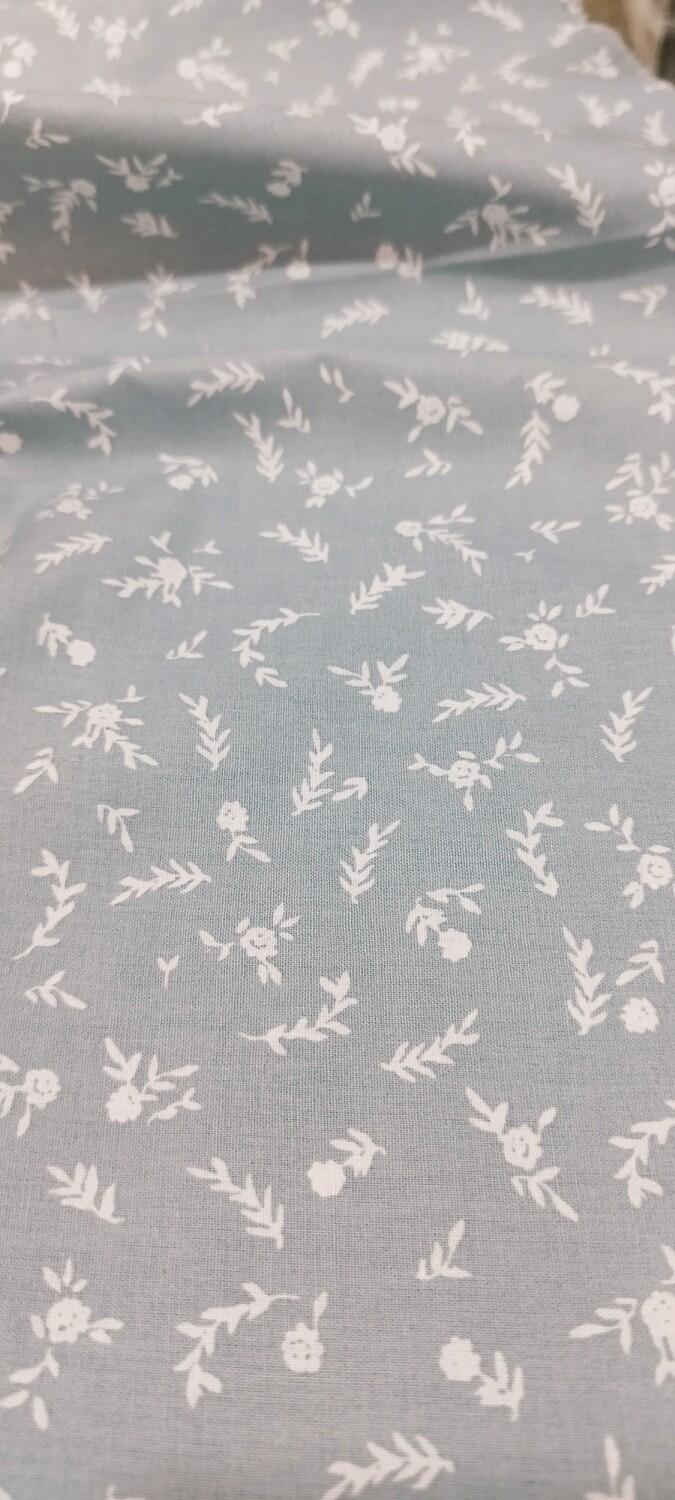 Tecido floral Azul pastel
