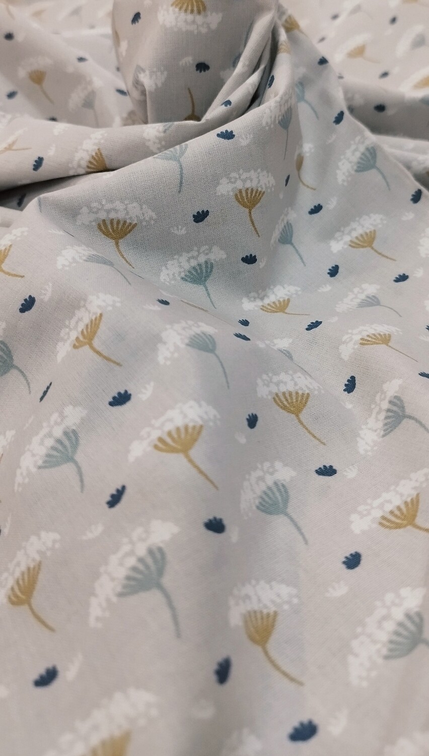 Tecido Floral cor cinza