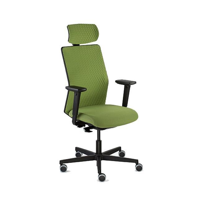 Equis swivel upholstered ​chair with headrest and nylon base Dileoffice.