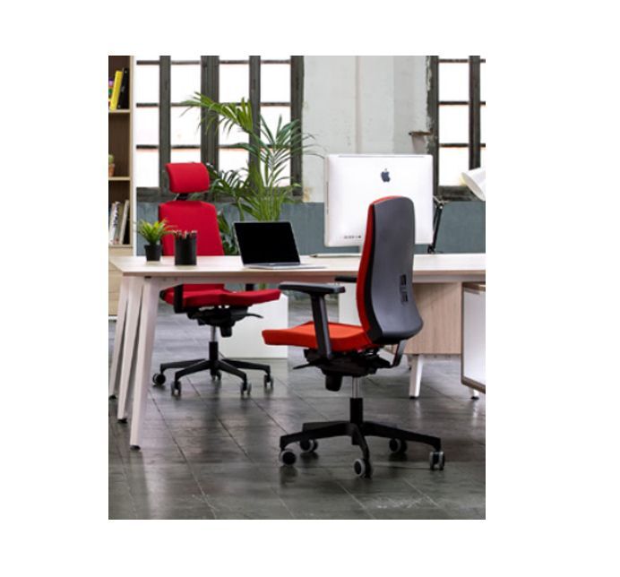 Flexa swivel upholstered chair with headrest and nylon base Dileoffice