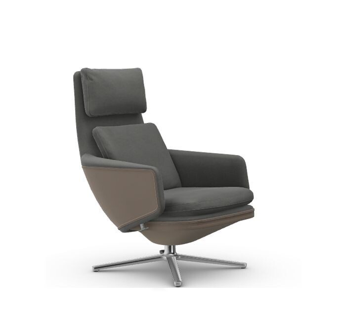 Vitra Grand Relax lounge chair, upholstered and aluminium base