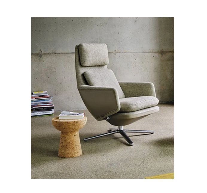 Vitra Grand Relax lounge chair, upholstered and aluminium base