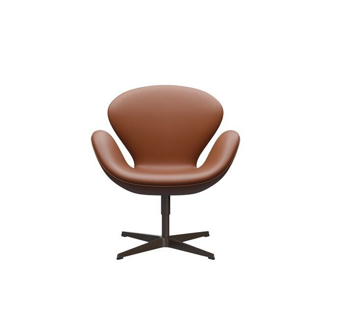Swan armchair leather with black base by Fritz Hansen
