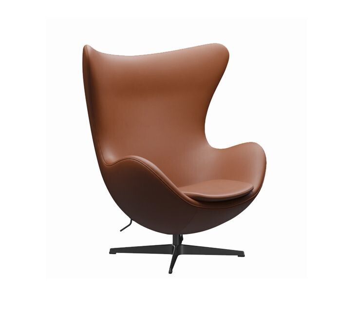 Sillón Egg en piel con base negra Fritz Hansen Sillón Egg en piel con base negra Fritz Hansen