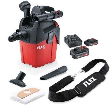 Aspirador compacto a batería FLEX VC 6 L MC 18.0 con batería P-Set 22 Q y cargador rápido
