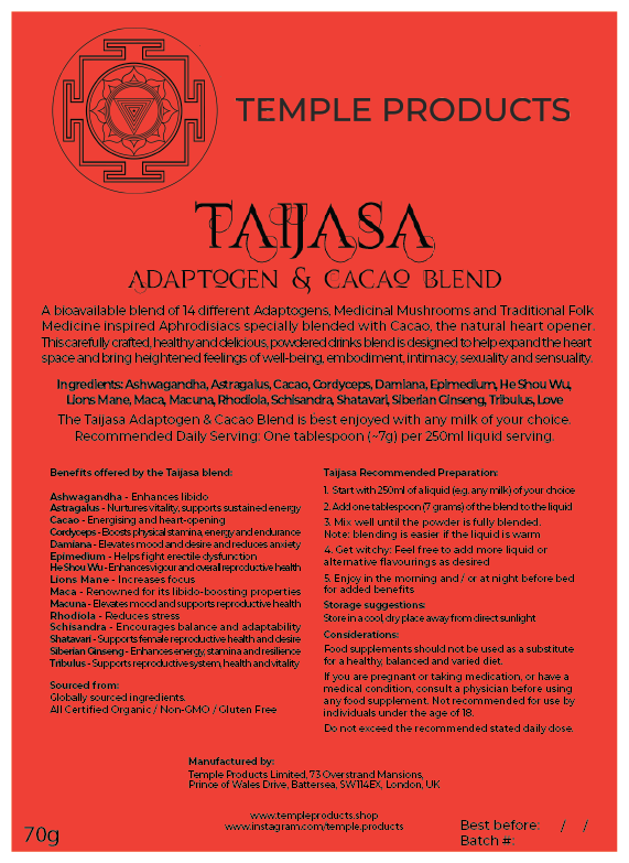 Temple Botanicals: Taijasa - Adaptogenic &amp; Cacao Powder Blend