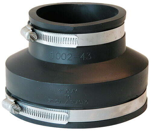 4&quot; x 3&quot; Rubber Coupling (Clay to PVC)