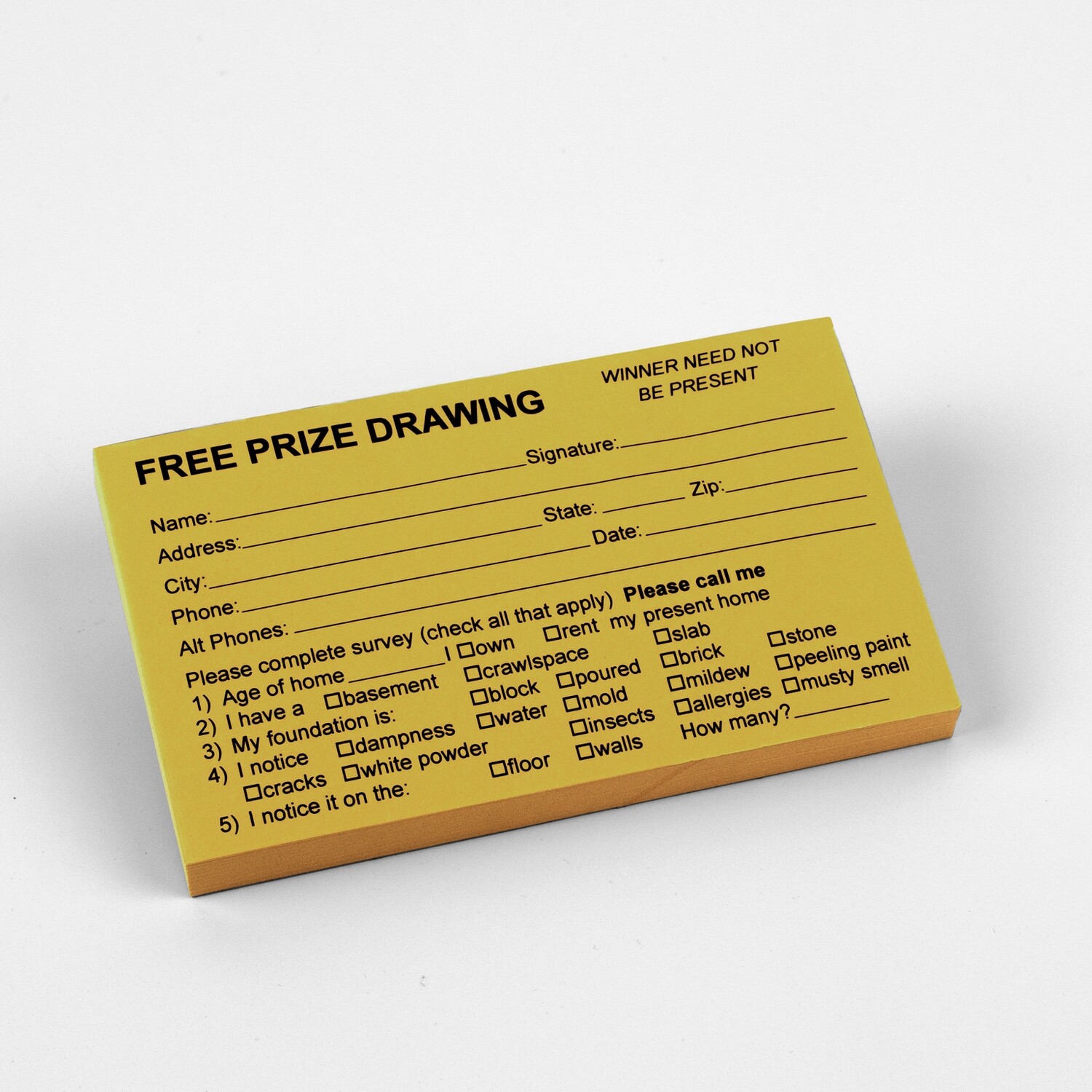 Prize Drawing Cards - 5 Pads of 100