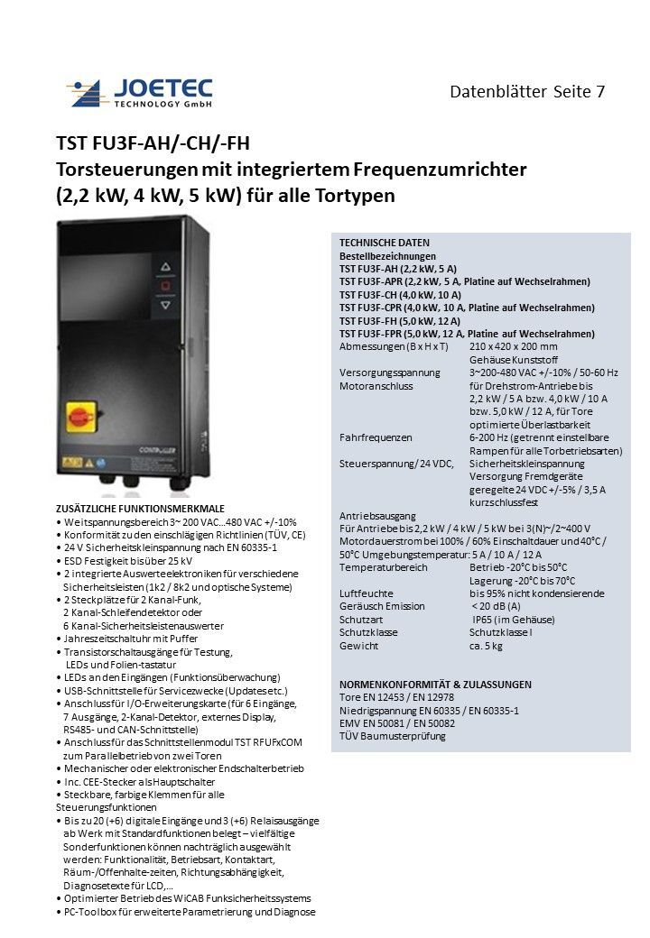 Torsteuerung TST FU3F-CH (Pmax  4,0kW/10/A)