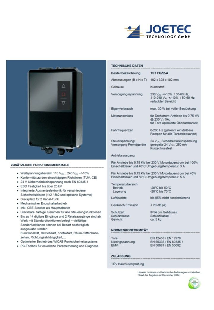Torsteuerung TST FUZ2-A (Pmax 0,75kW/5A)