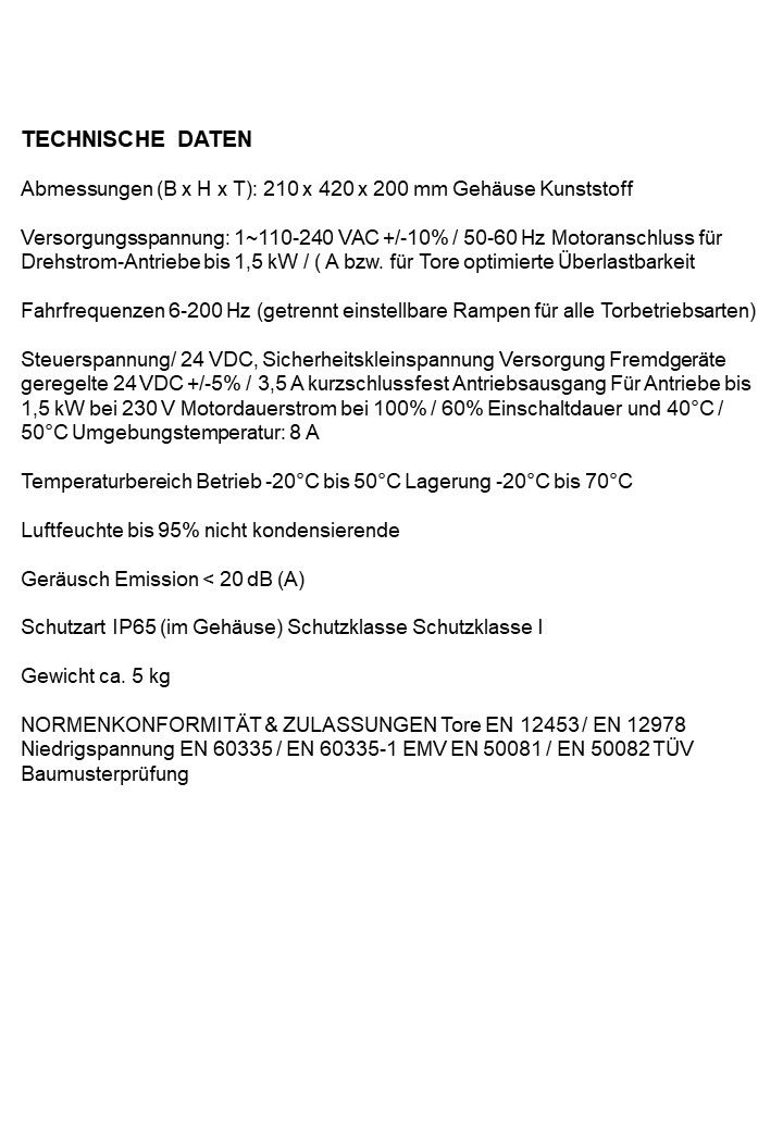 Torsteuerungsplatine TST FUF2-CPR (Pmax 1,5kW/8A)
