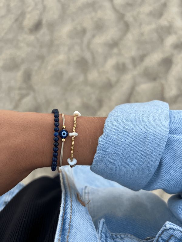 Pulsera Ojo Turco Hilo Crema