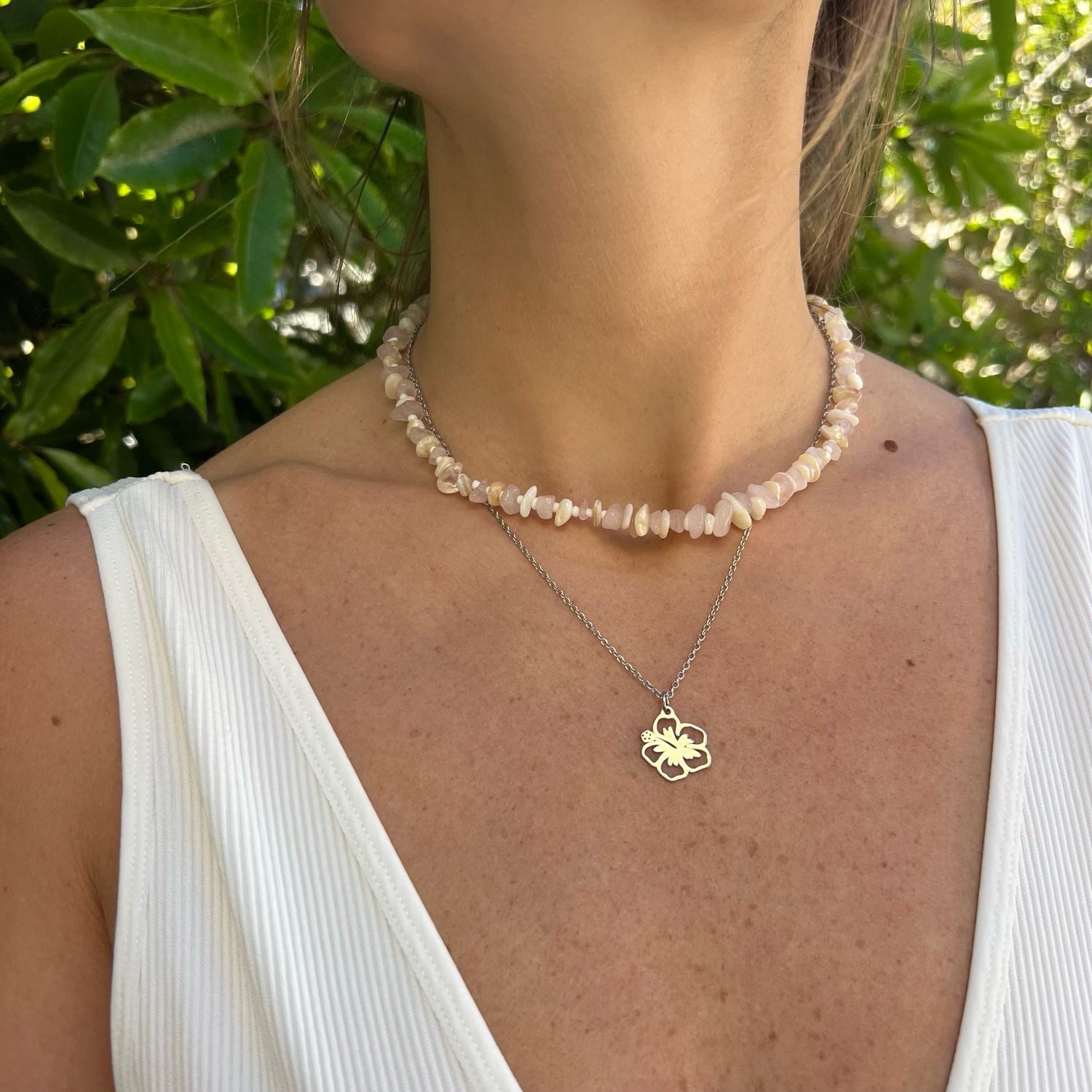 SET Collar Flora + Cadena Hibisco