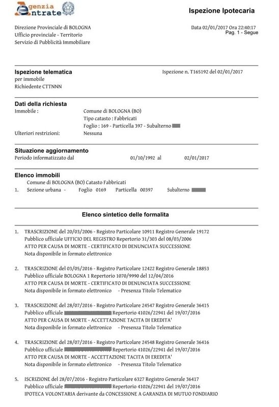 Visura ipotecaria immobile