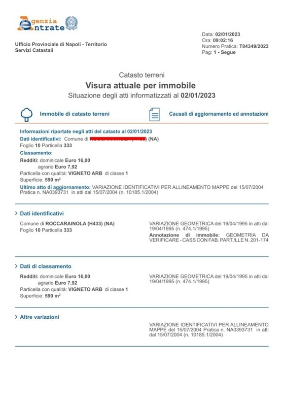 Visura per immobile