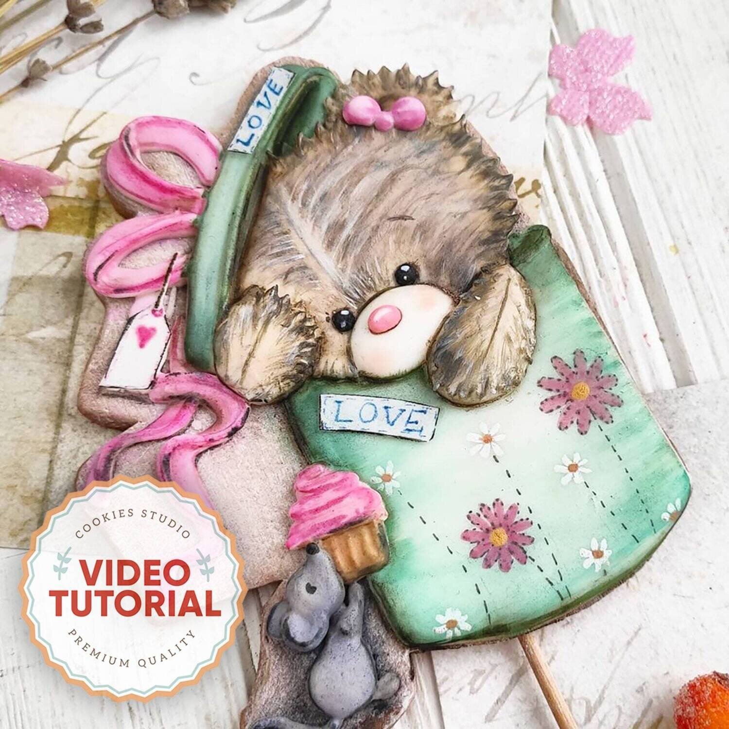 Bear in Box - cookie decorating class. Step-by-step video tutorial