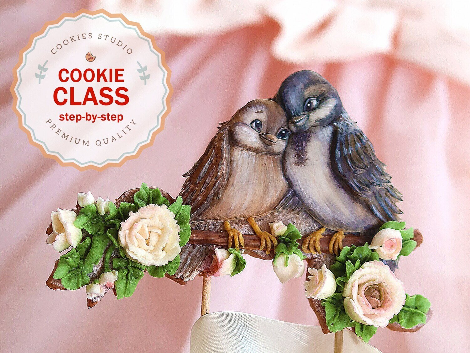 Cookie class - Family Sparrows. Step-by-step video with templates