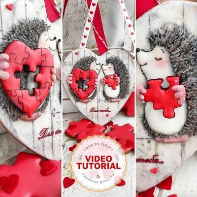 Hedgehogs with a hearts 3D - cookie decorating class. Step-by-step video tutorial
