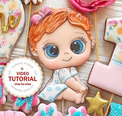 Baby Girl - cookie decorating class. Step-by-step video tutorial
